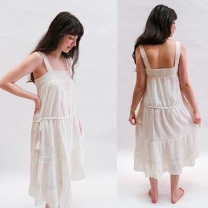M.A.B.E Nola Sundress in Ecru Cottagecore Cotton MABE Midi
